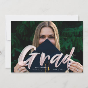 Ink script graduation announcement photo postcard