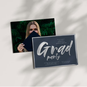 Ink Script Graduation Personalized Photo Party Invitation