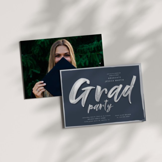 Ink Script Graduation Personalized Photo Party Invitation (Creator Uploaded)