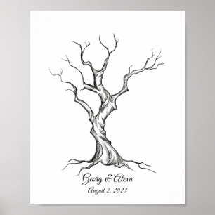 Ink Sketch Tree Wedding Fingerprint Guestbook