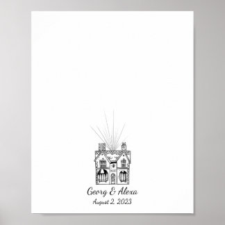 Ink Sketch Up House Fingerprint Guestbook