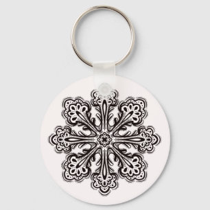 Ink Snowflake Winter Tattoo Art To Colour Keychain