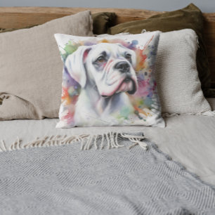 🐾Ink-Spattered Boxer Dog Joy 🐾 Whimsical Boxer ❤ Throw Pillow
