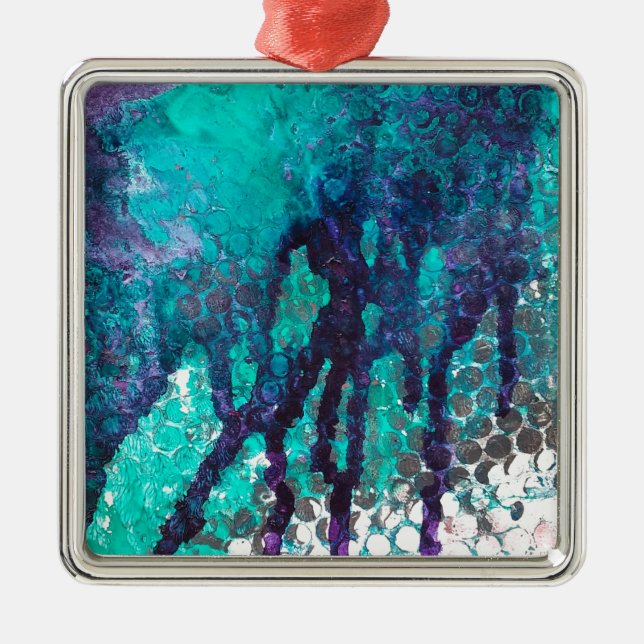 Ink Spills Metal Ornament (Front)