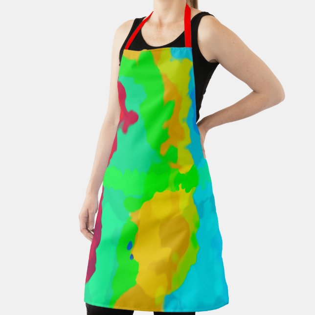 Ink Splash Colourful Bright Abstract Red Green Coo Apron (Insitu)