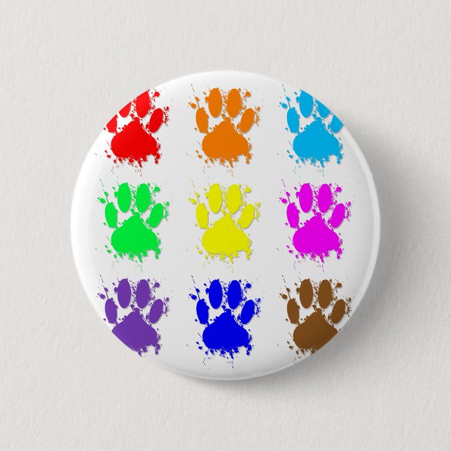Ink Splatter Dog Paw Pattern 2 Inch Round Button (Front)