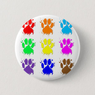 Ink Splatter Dog Paw Pattern 2 Inch Round Button