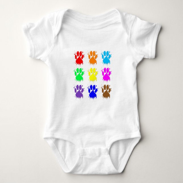 Ink Splatter Dog Paw Pattern Baby Bodysuit (Front)