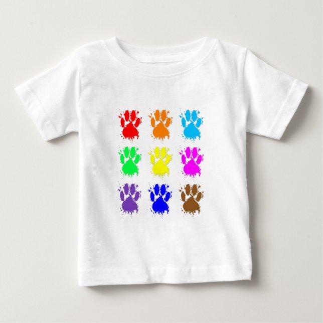 Ink Splatter Dog Paw Pattern Baby T-Shirt (Front)