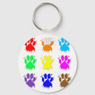 Ink Splatter Dog Paw Pattern Keychain