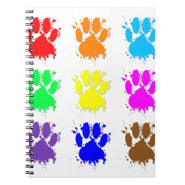 Ink Splatter Dog Paw Pattern Notebook (Front)