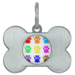 Ink Splatter Dog Paw Pattern Pet Tag