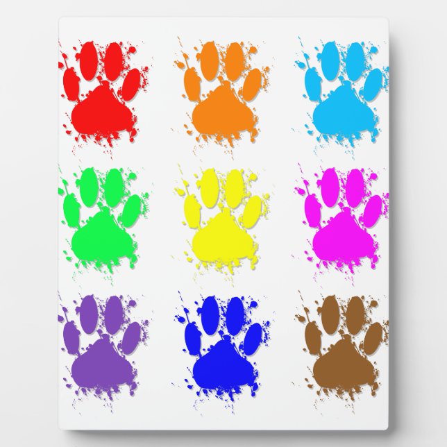 Ink Splatter Dog Paw Pattern Plaque (Front)