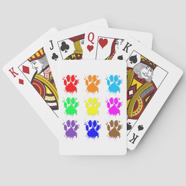 Ink Splatter Dog Paw Pattern Playing Cards (Back)