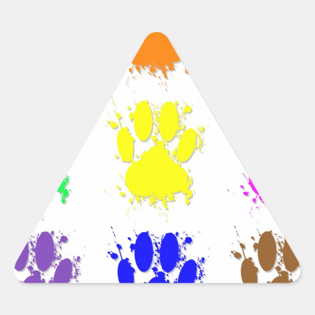 Ink Splatter Dog Paw Pattern Triangle Sticker (Front)
