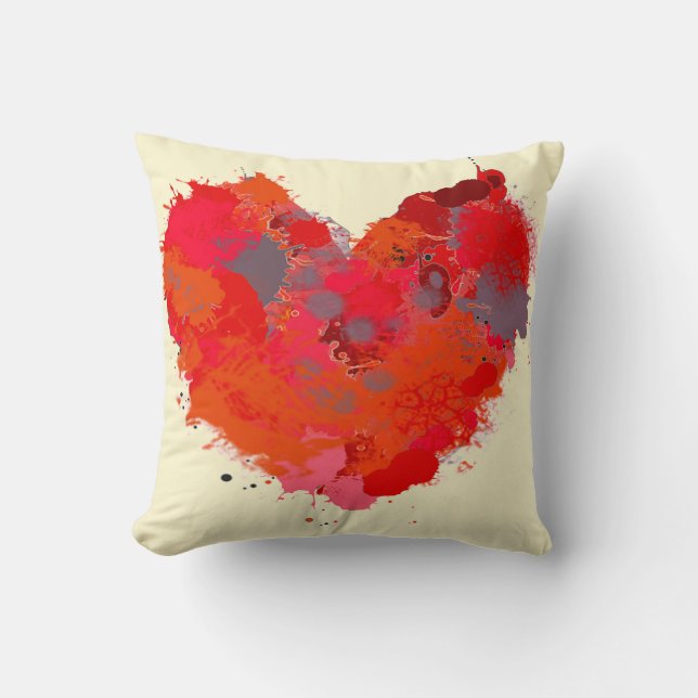 Ink Splotch Heart Throw Pillow (Front)