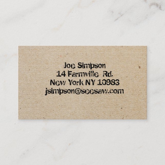 ink stamped business cards (Front)