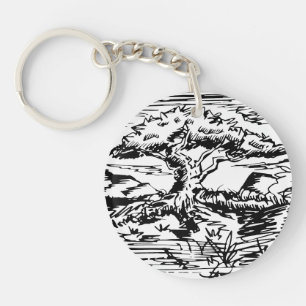 Ink Tree Sketch. Keychain