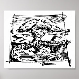 Ink Tree Sketch. Poster
