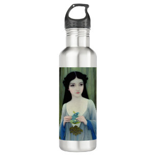 Ink Wash Illustration of Beautiful Woman in Woods 710 Ml Water Bottle