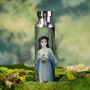 Ink Wash Illustration of Beautiful Woman in Woods Water Bottle