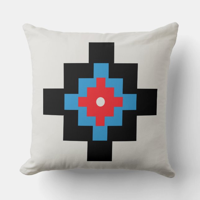 Inka Triple Chakana Design Throw Pillow (Front)
