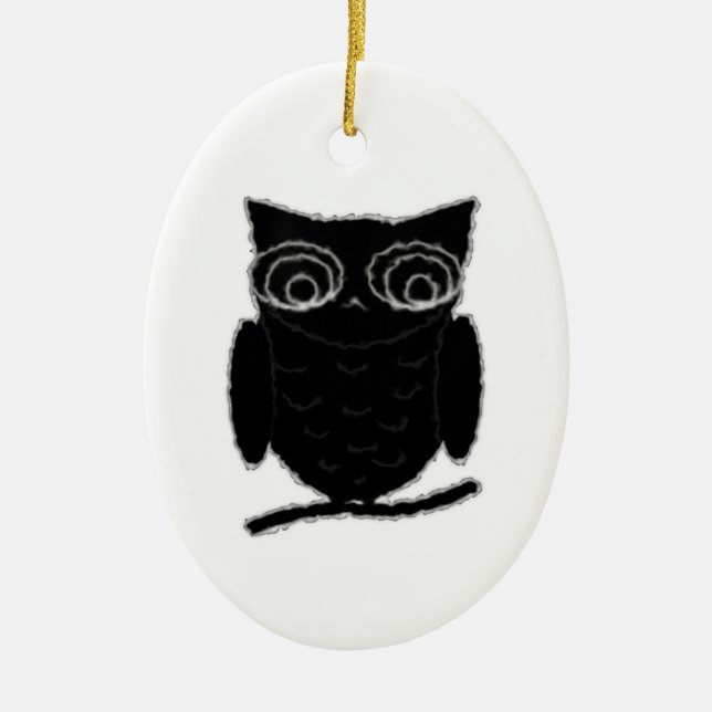 Inkblot Owl Ceramic Ornament (Front)