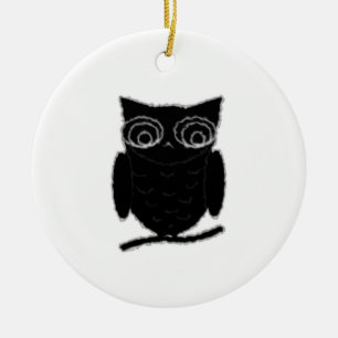 Inkblot Owl Ceramic Ornament