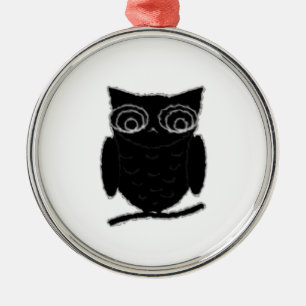 Inkblot Owl Metal Ornament