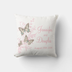 Inked art butterflies personalized wedding pillow