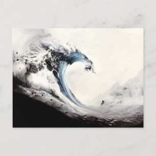 Inked Blue Ocean Wave Holiday Postcard