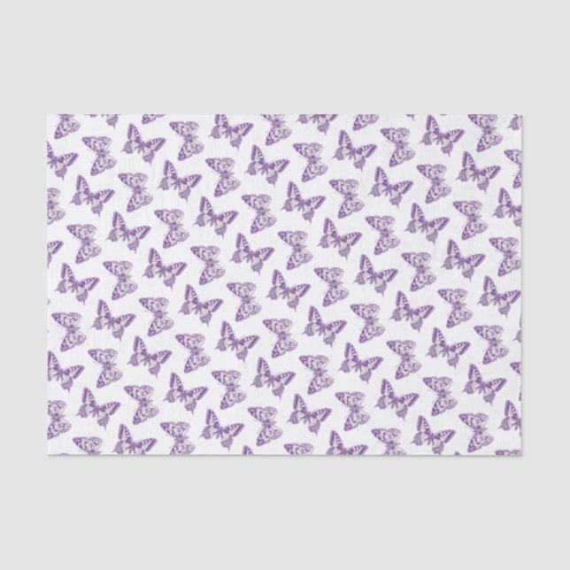 Inked butterfly art purple white tissue paper (Front)