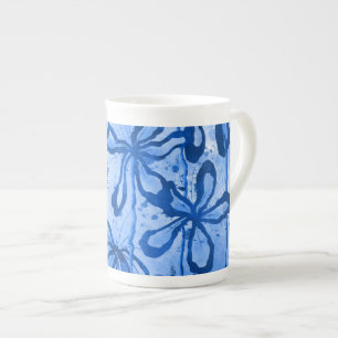 Inked Flowers Blue  Bone China Mug