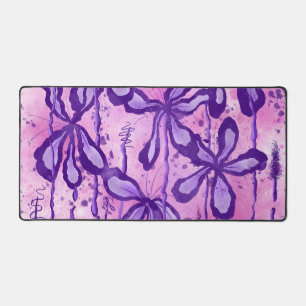 Inked Flowers Pink Sky  Desk Mat