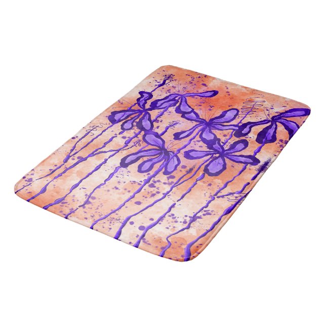 Inked Flowers Tropical Sky Bath Mat (Angled)