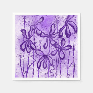 Inked Flowers Violet  Sky  Napkin