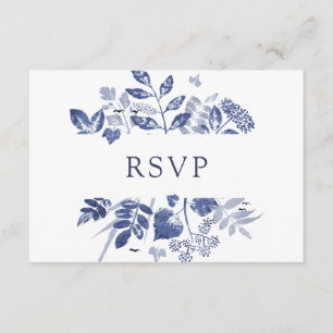 Inked Foliage   Wedding RSVP Card