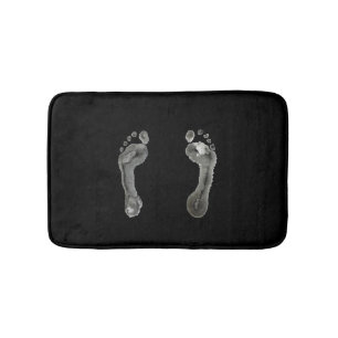 Inked Footprints (Black) Bath Mat