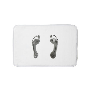 Inked Footprints (White) Bath Mat
