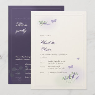 Inked Lavender & Butterfly Baby Shower Invitation