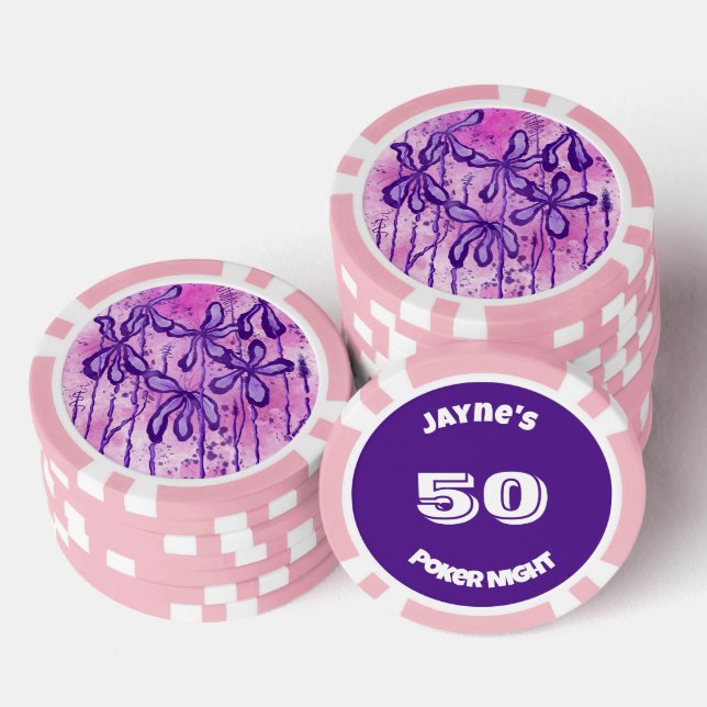 Inked Lilies pink & purple  Poker Chips (Stack)