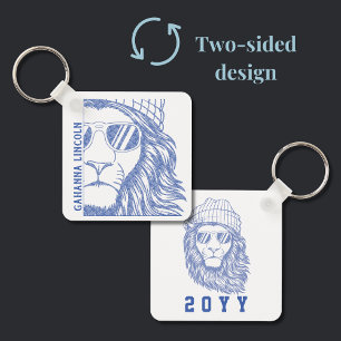 Inked Lion Mascot School Graduation Year  Keychain
