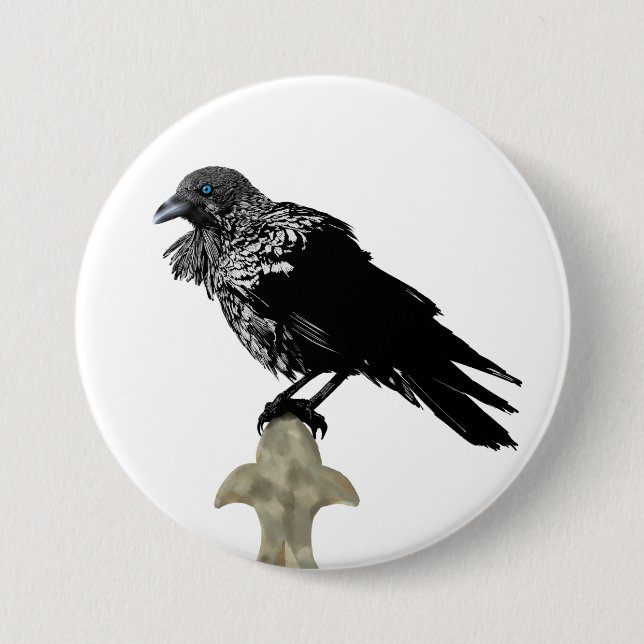 Inked Raven 3 Inch Round Button (Front)