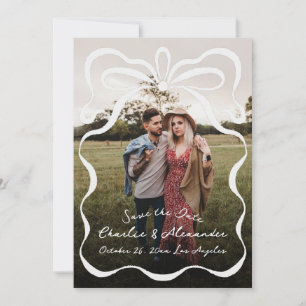 Inked Ribbons and Bow Photo Save The Date