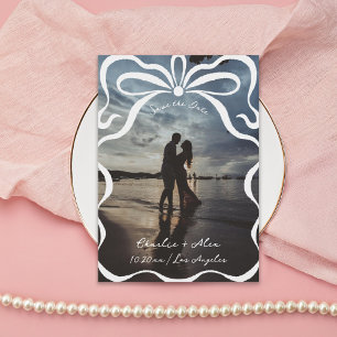 Inked Ribbons and Bows Photo Save The Date