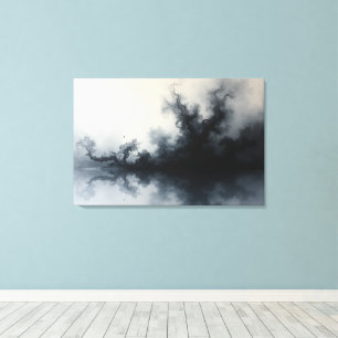 Inkstorm – Monochrome Abstract Fluid Art 36"x24" Canvas Print