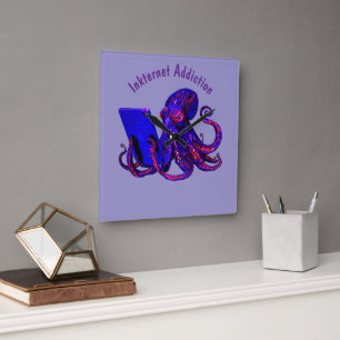 Inkternet Addiction Square Wall Clock