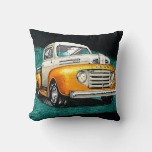 Inktober 2018 Day 16 - Classic 1950s Truck Throw Pillow