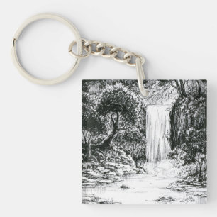 Inktober 2018 Day 21 - Waterfall in the Woods Keychain