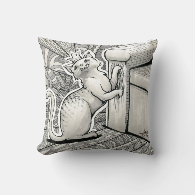 Inktober 2018 Day 22 - Princess Kitty Throw Pillow (Front)